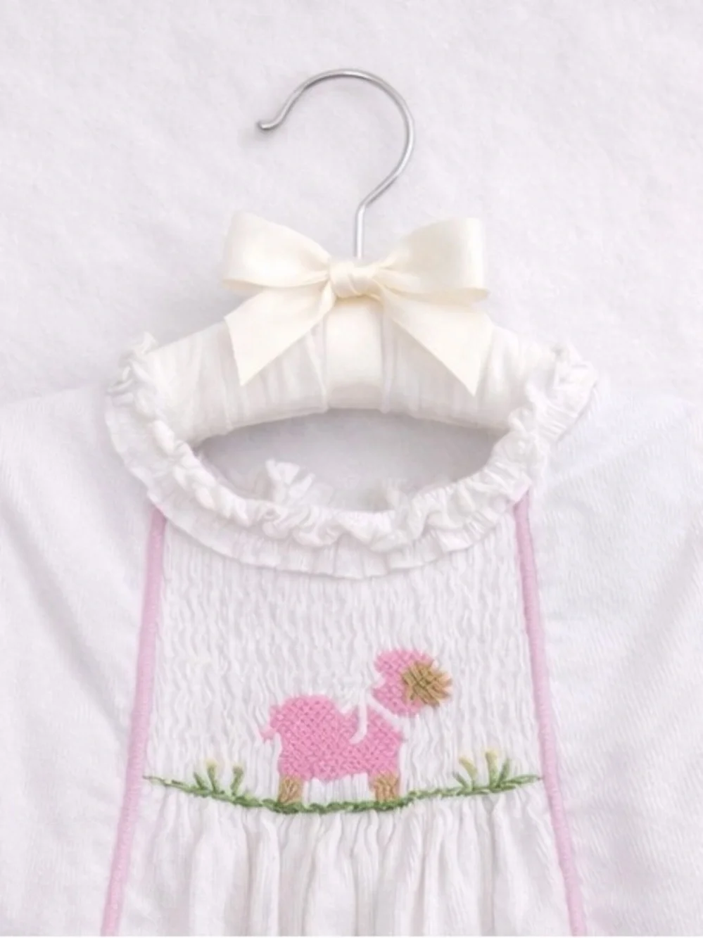 RARE Vintage Little English 12M Smocked Lamb Bubble Pink Corduroy Easter Outfit